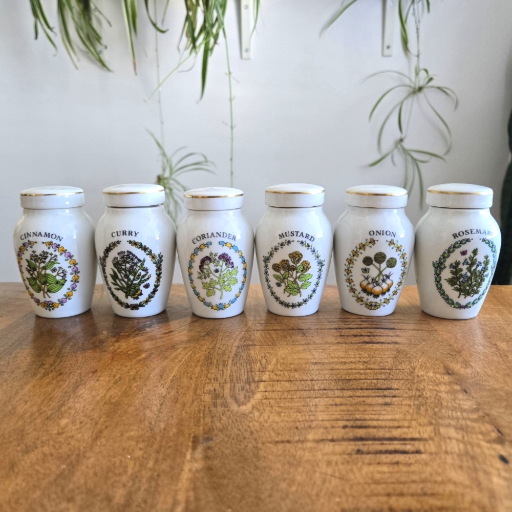 Vtg Franklin Mint Gloria Concepts Spice Jars 6 Pc Set